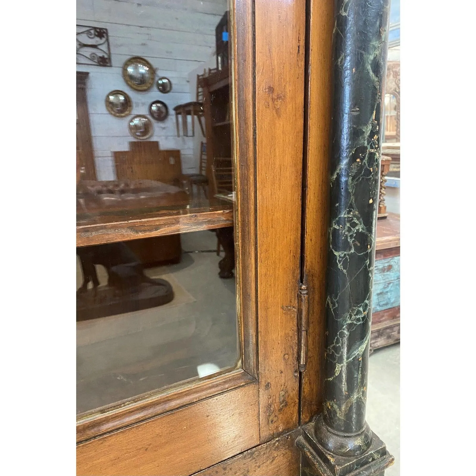 French Pharmacy Apothecary Cabinet with Faux Marble  Columns - 19th Century