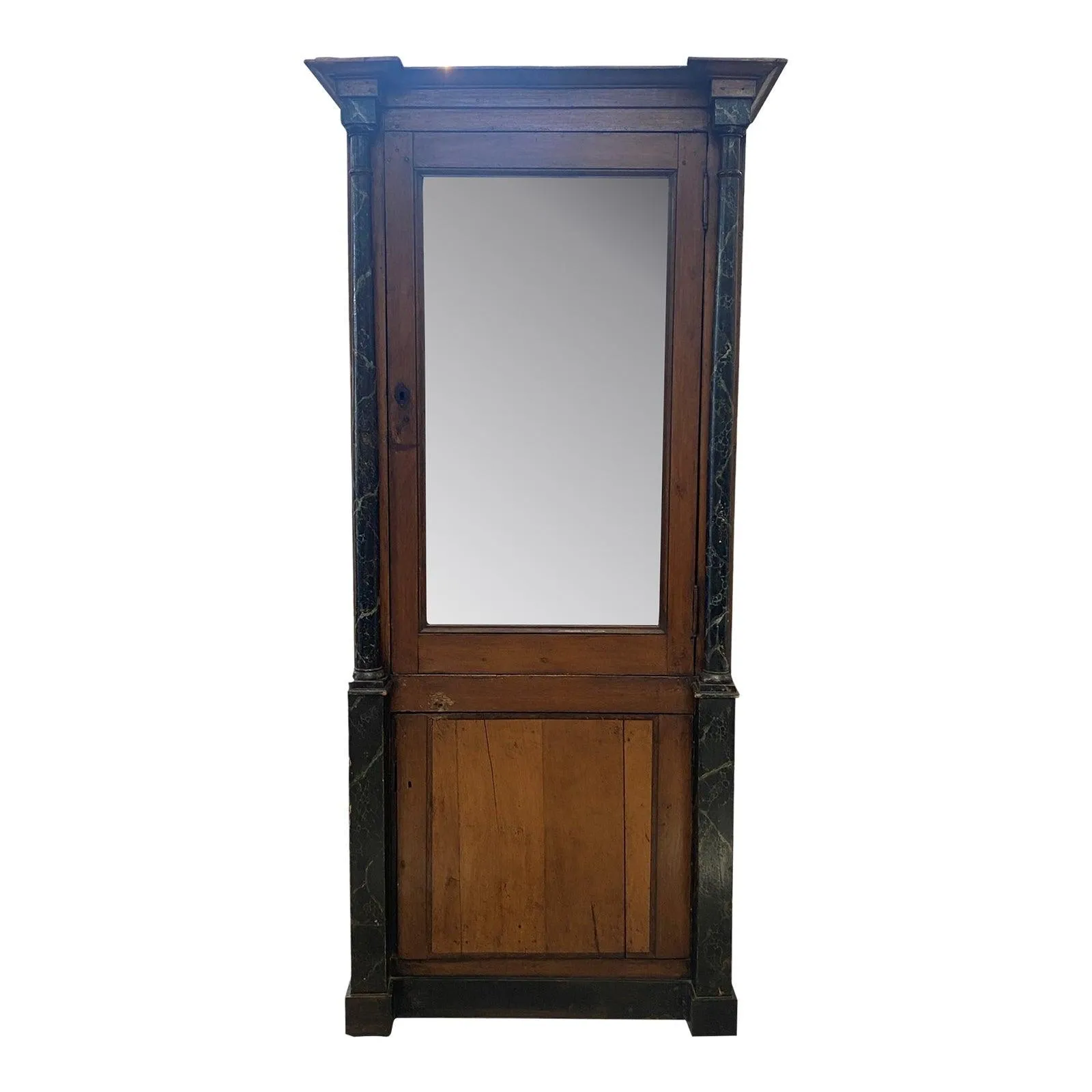 French Pharmacy Apothecary Cabinet with Faux Marble  Columns - 19th Century