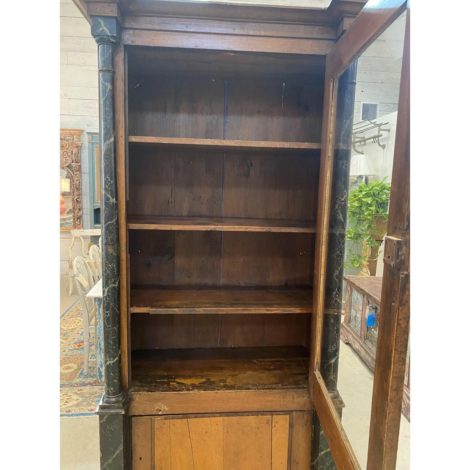 French Pharmacy Apothecary Cabinet with Faux Marble  Columns - 19th Century