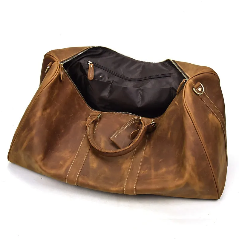Full Grain Leather Weekender Travel Duffel Luggage Bag