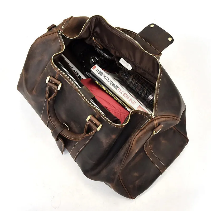Full Grain Leather Weekender Travel Duffel Luggage Bag