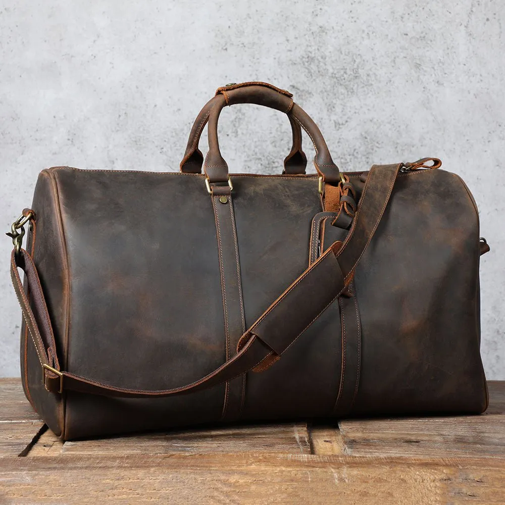 Full Grain Leather Weekender Travel Duffel Luggage Bag