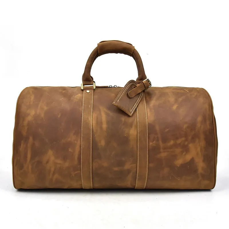 Full Grain Leather Weekender Travel Duffel Luggage Bag