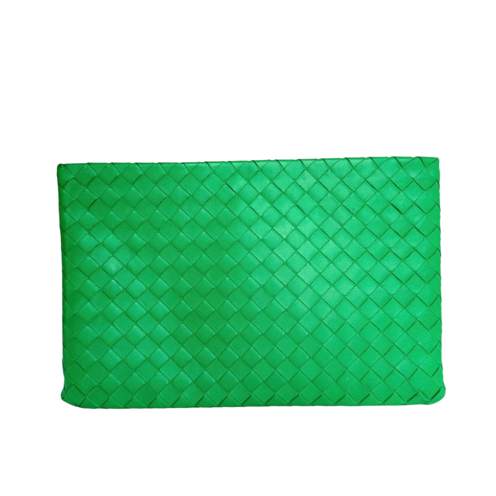 Green Intrecciato Large Clutch