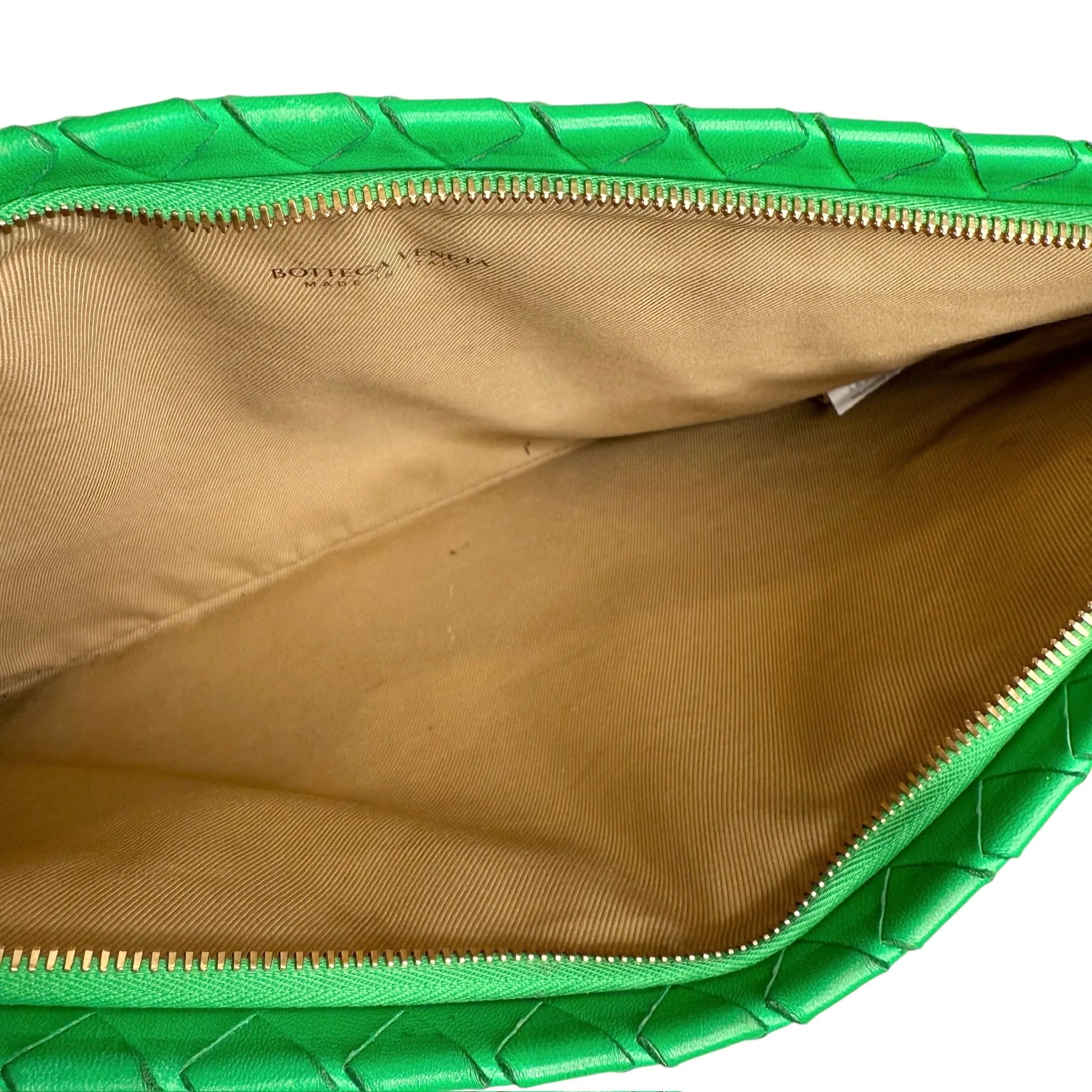 Green Intrecciato Large Clutch