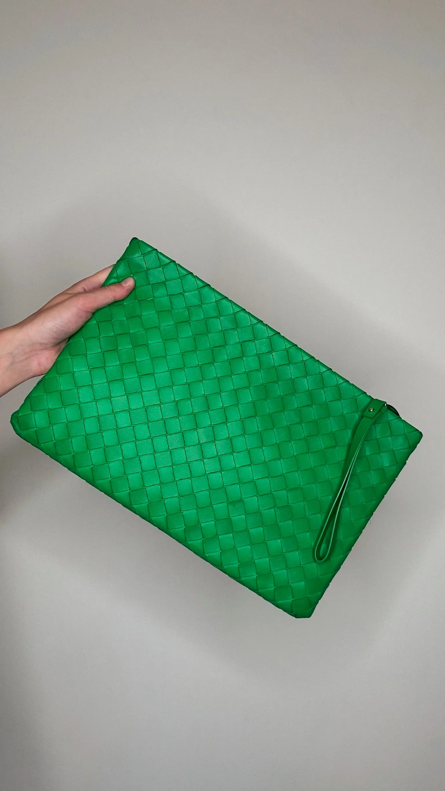 Green Intrecciato Large Clutch