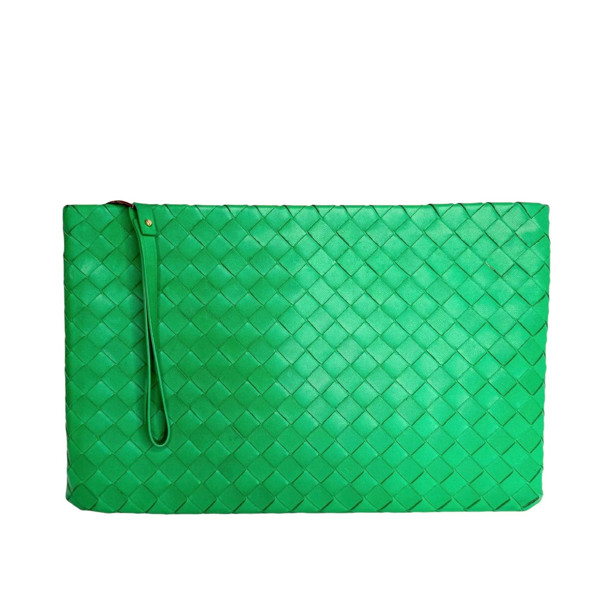 Green Intrecciato Large Clutch