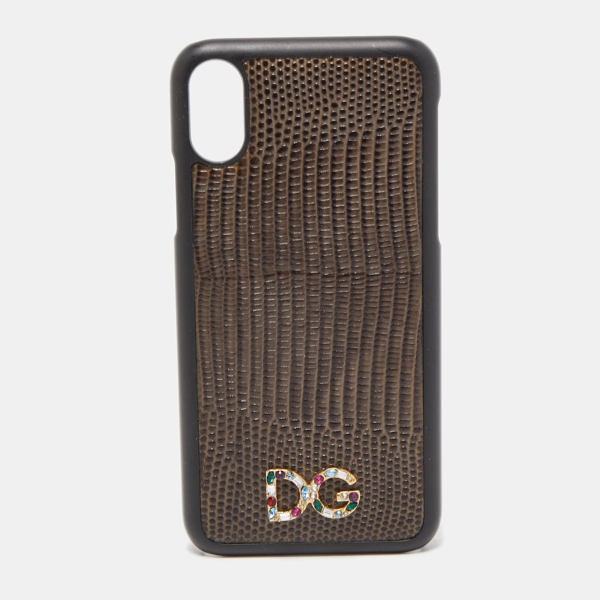 Green/Black Lizard Embossed Leather iPhone X Cover