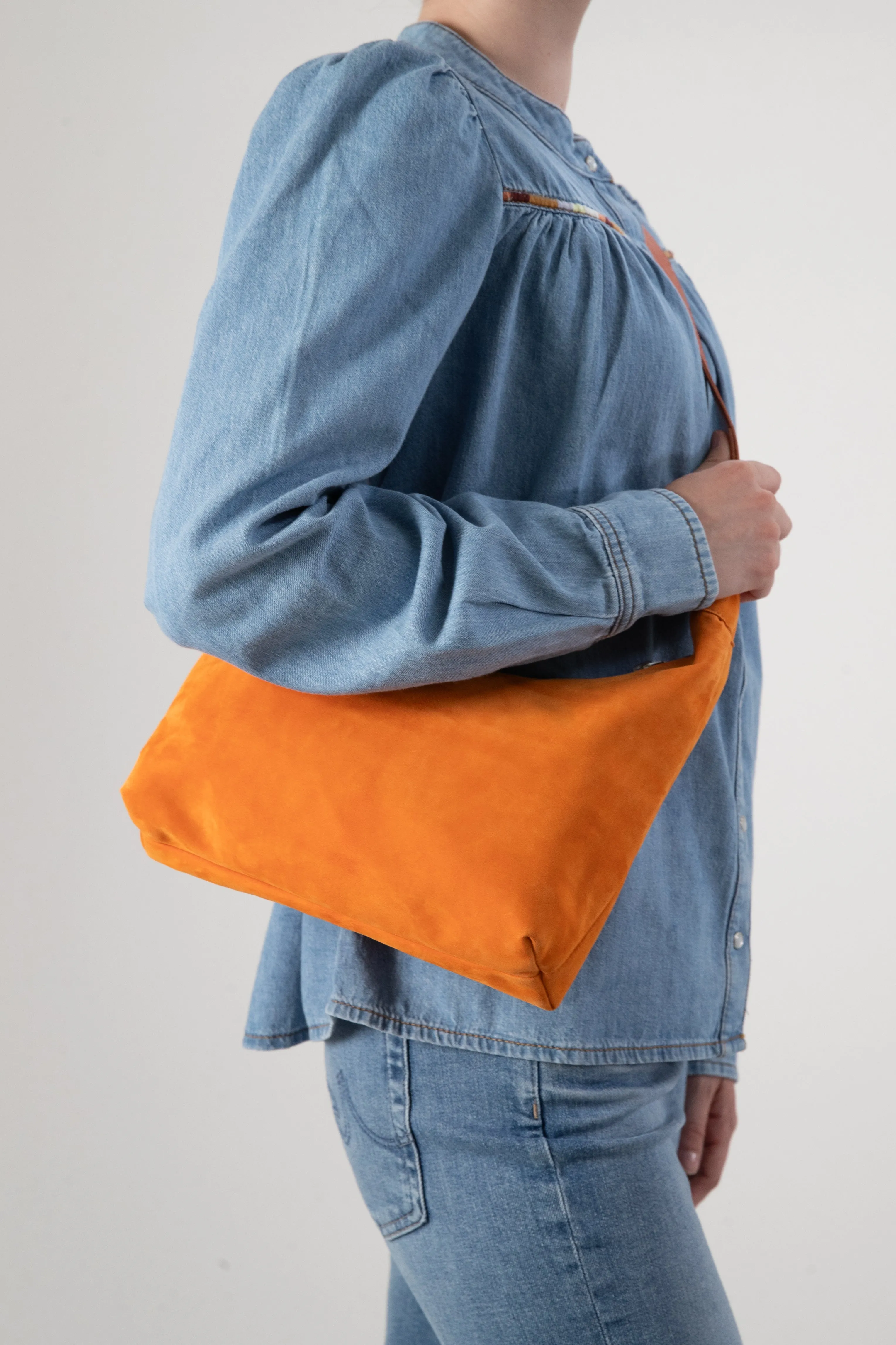 Harpers Emporium Shoulder Bag in Orange suede