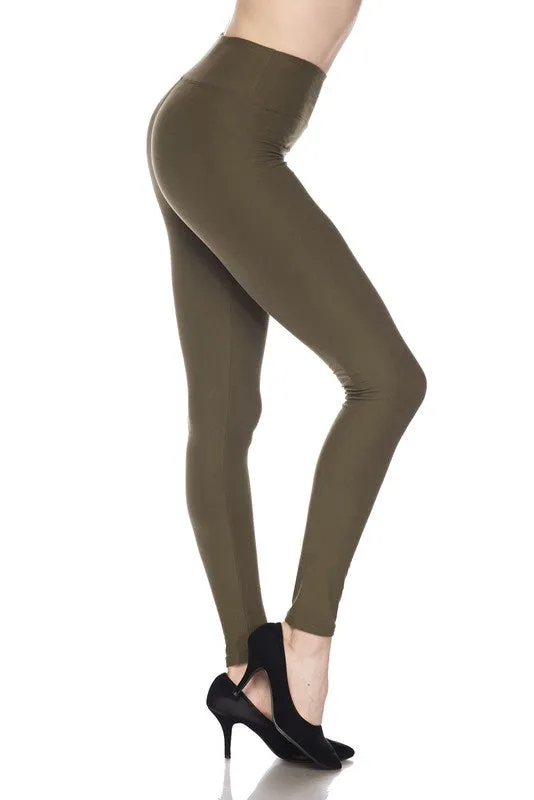 High Rise Leggings - Olive Green