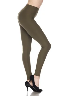 High Rise Leggings - Olive Green