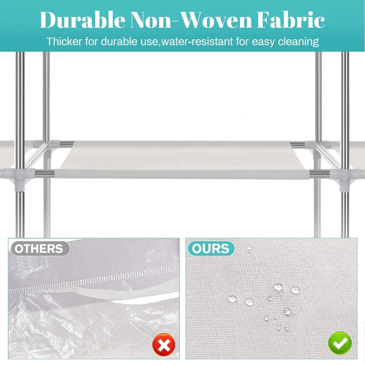 HONEIER Portable Closet Storage Organizer Clothes Wardrobe Shoe Clothing Rack Shelf Dustproof Non-woven Fabric, Quick and Easy to Assemble