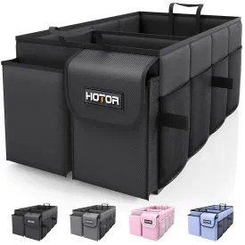 HOTOR Trunk Organizer for Car - Car Organizer, Foldable Trunk organizer for SUVs & Sedans, Sturdy Car Organization for Car Accessories, Tools, Sundries, Black, 2 Compartments, 21.3"12.6"10.6"