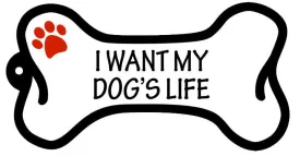 I Want My Dog's Life Bone Shaped Keychain