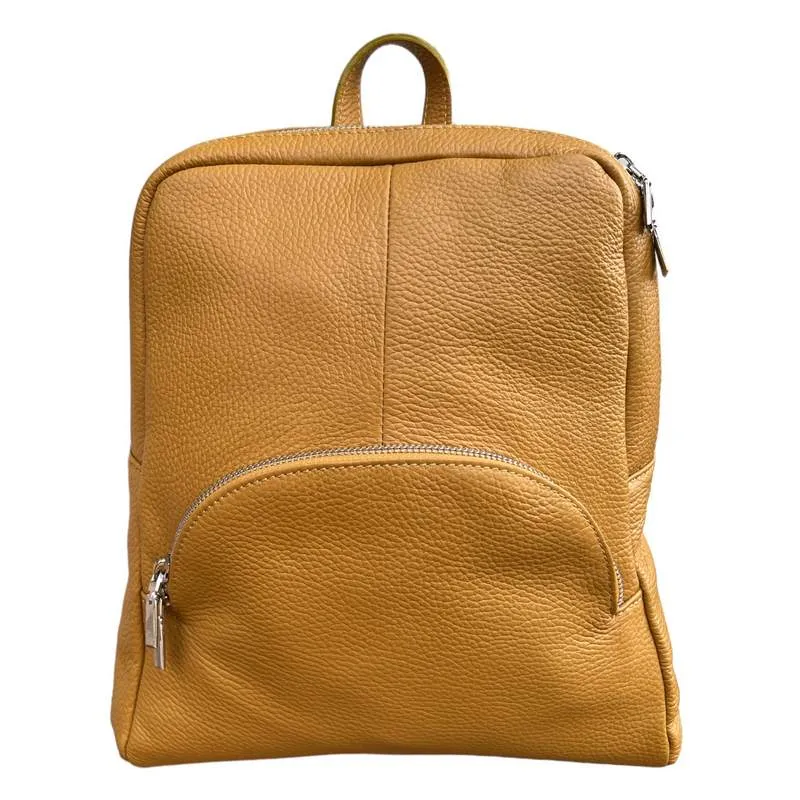 Italian Leather Medium Backpack in Mustard