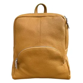 Italian Leather Medium Backpack in Mustard