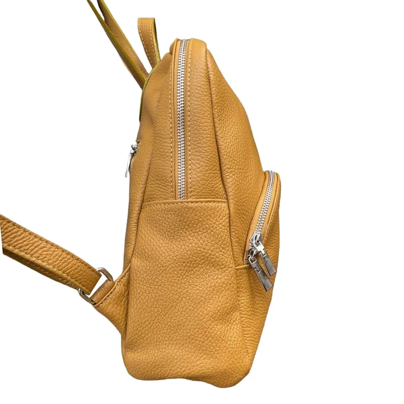 Italian Leather Medium Backpack in Mustard