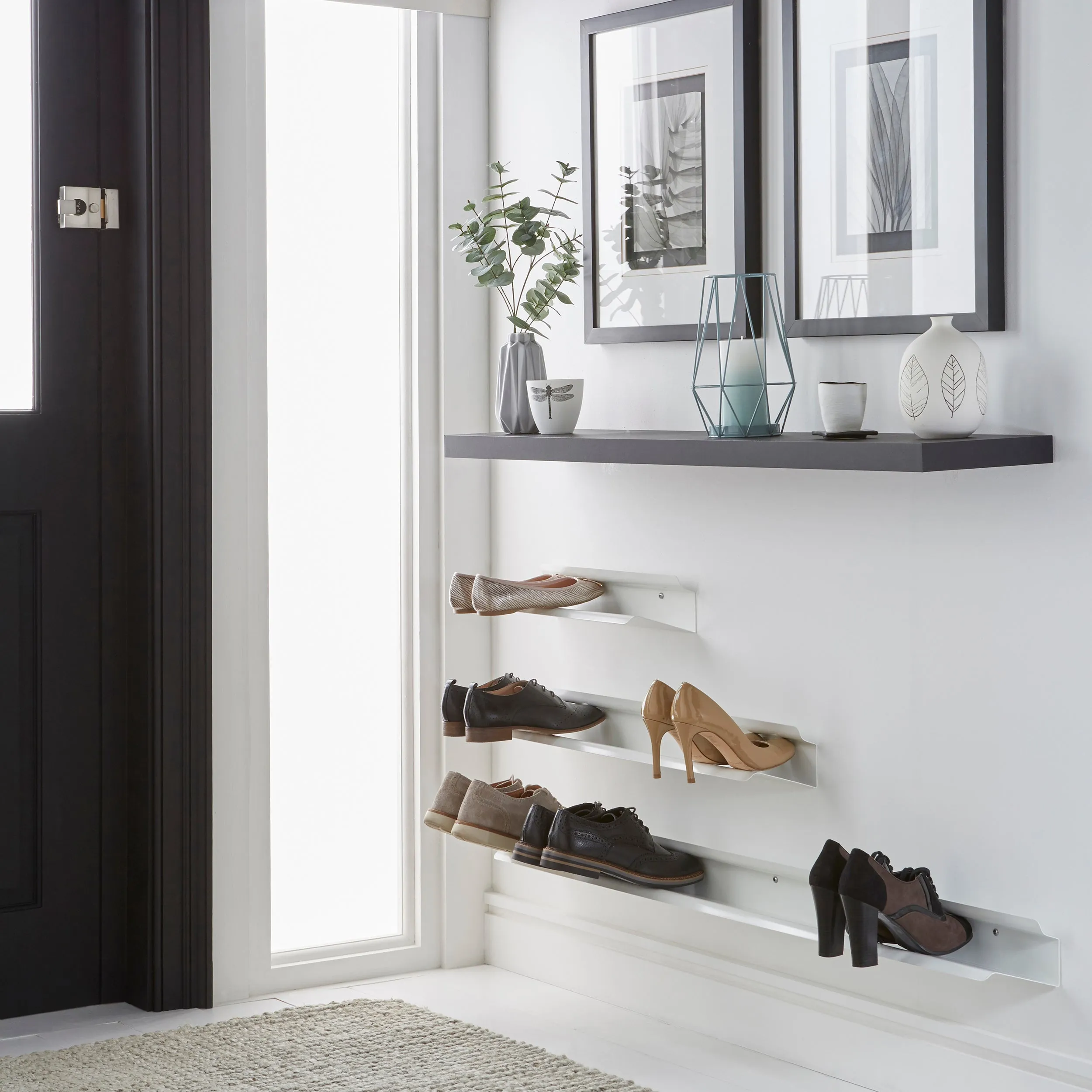 J-ME - Horizontal Floating Shoe Rack 400mm - White