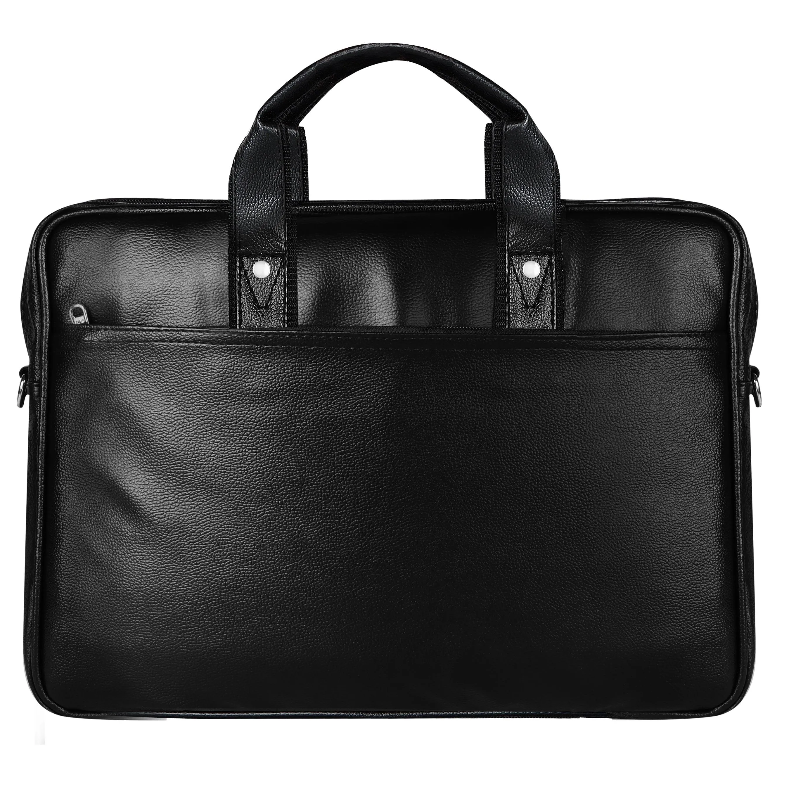 Jaxer Black Leather Laptop Messenger Bag for Men - JXRMB015