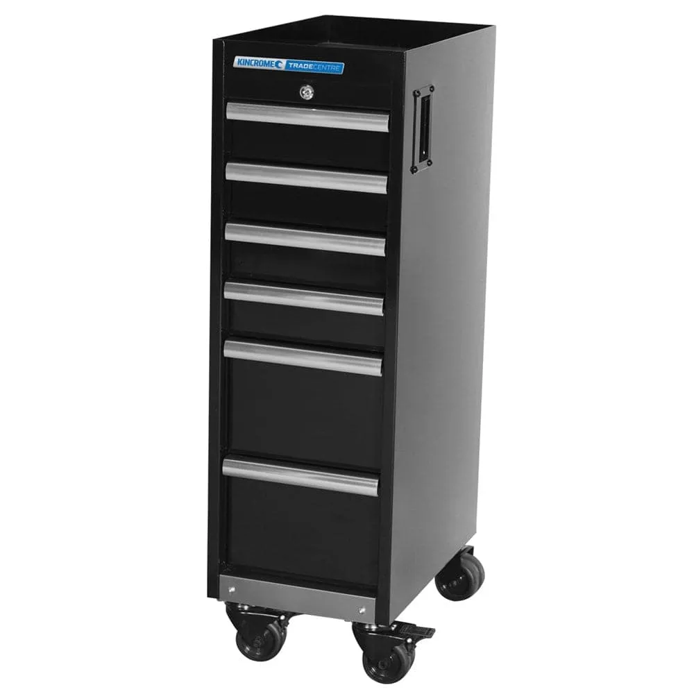 Kincrome K7369 300mm 6 Drawer Black Mobile Service Roller Cabinet Trolley