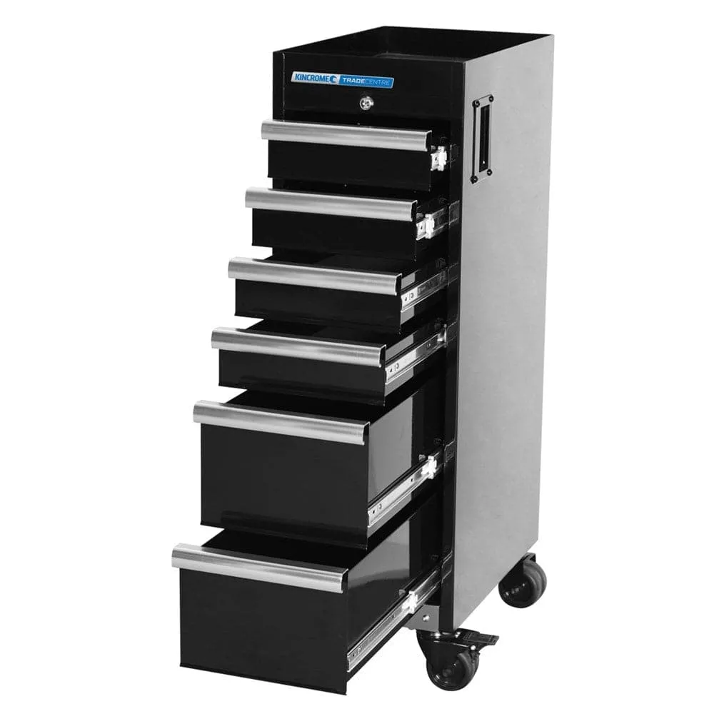Kincrome K7369 300mm 6 Drawer Black Mobile Service Roller Cabinet Trolley