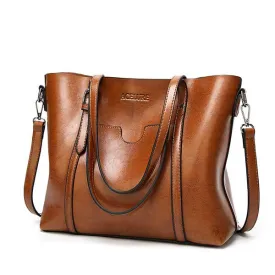 Luxury Women's Oil Wax Leather Handbags