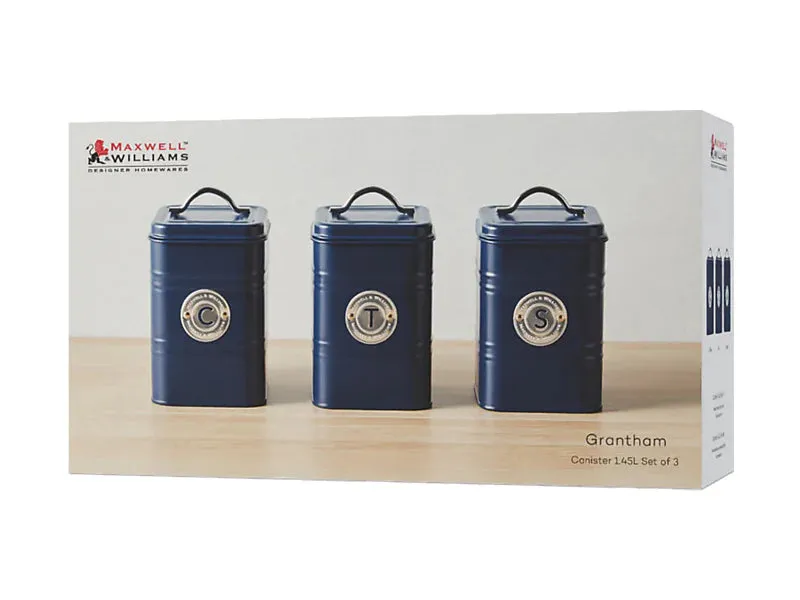 Maxwell & Williams Grantham Canisters Set of 3 - Navy - Gift Box
