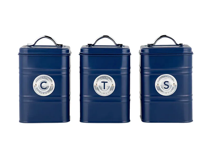 Maxwell & Williams Grantham Canisters Set of 3 - Navy - Gift Box