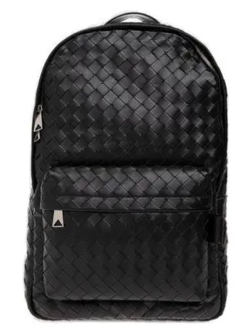 Men's Medium Intrecciato Backpack in Black | 730732V2HL2