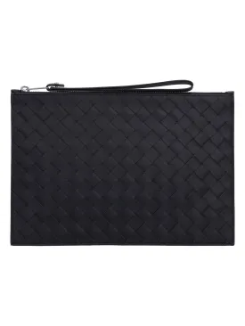 Men's Medium Leather Pouch in Black | 684509VCPQ3