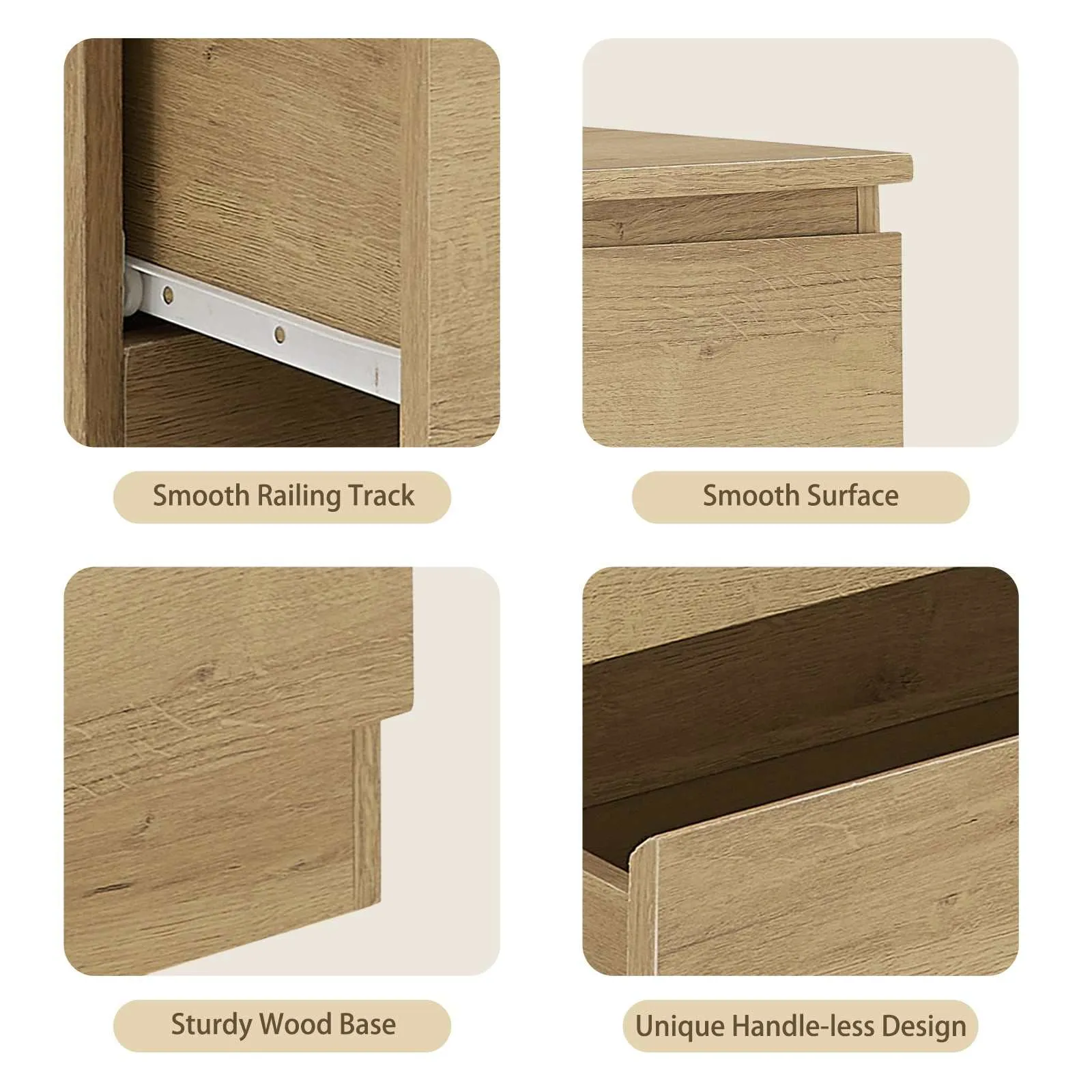 Merryluk 5 Drawers Chest Dresser Bedroom with Bedside Table