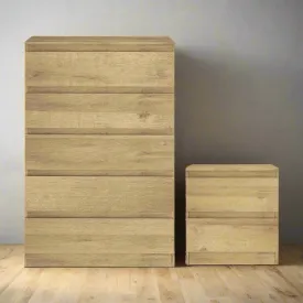 Merryluk 5 Drawers Chest Dresser Bedroom with Bedside Table