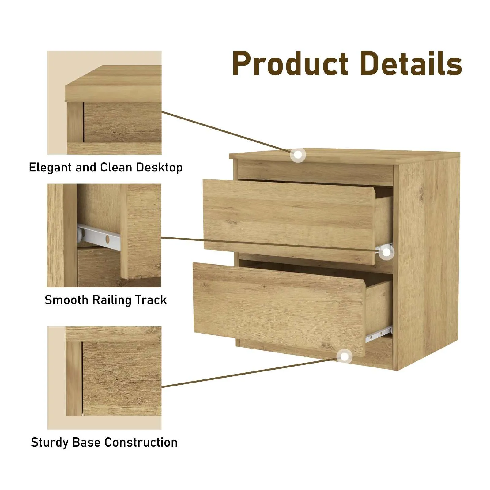 Merryluk 5 Drawers Chest Dresser Bedroom with Bedside Table