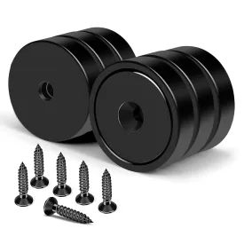 MIKEDE Strong Magnets with Holes, 100LB  Strong Neodymium Magnets with Stainless Screws for Wall Mounting, Rare Earth Magnets round Base Magnets, Earth Magnets for Tools, 1.26" D X 0.2" H - 6 Pack