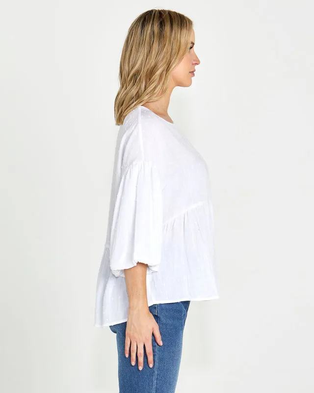 Millie Puff Sleeve Top - White
