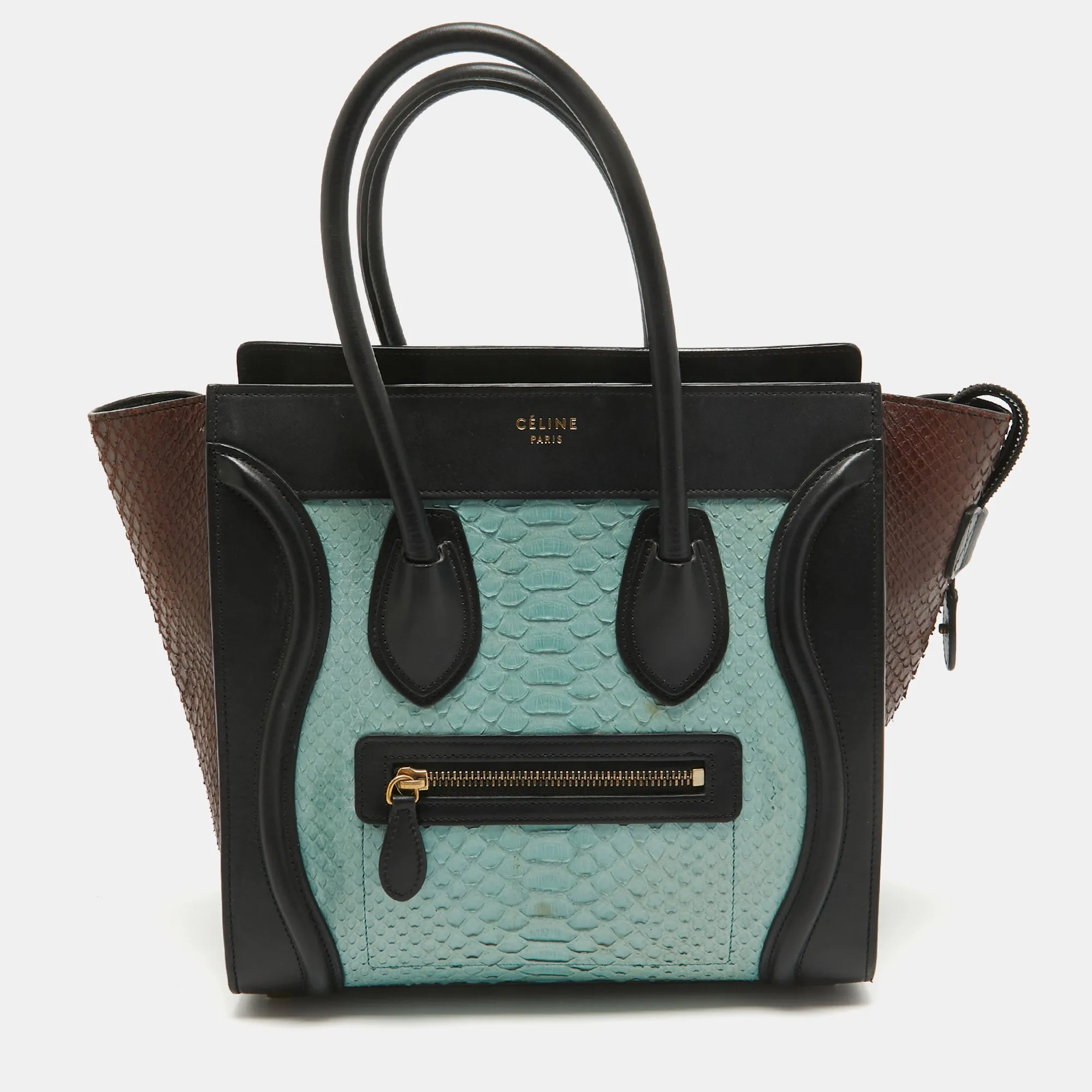 Multicolor Leather and Python Micro Luggage Tote