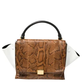 Multicolor Python and Leather Medium Trapeze Bag