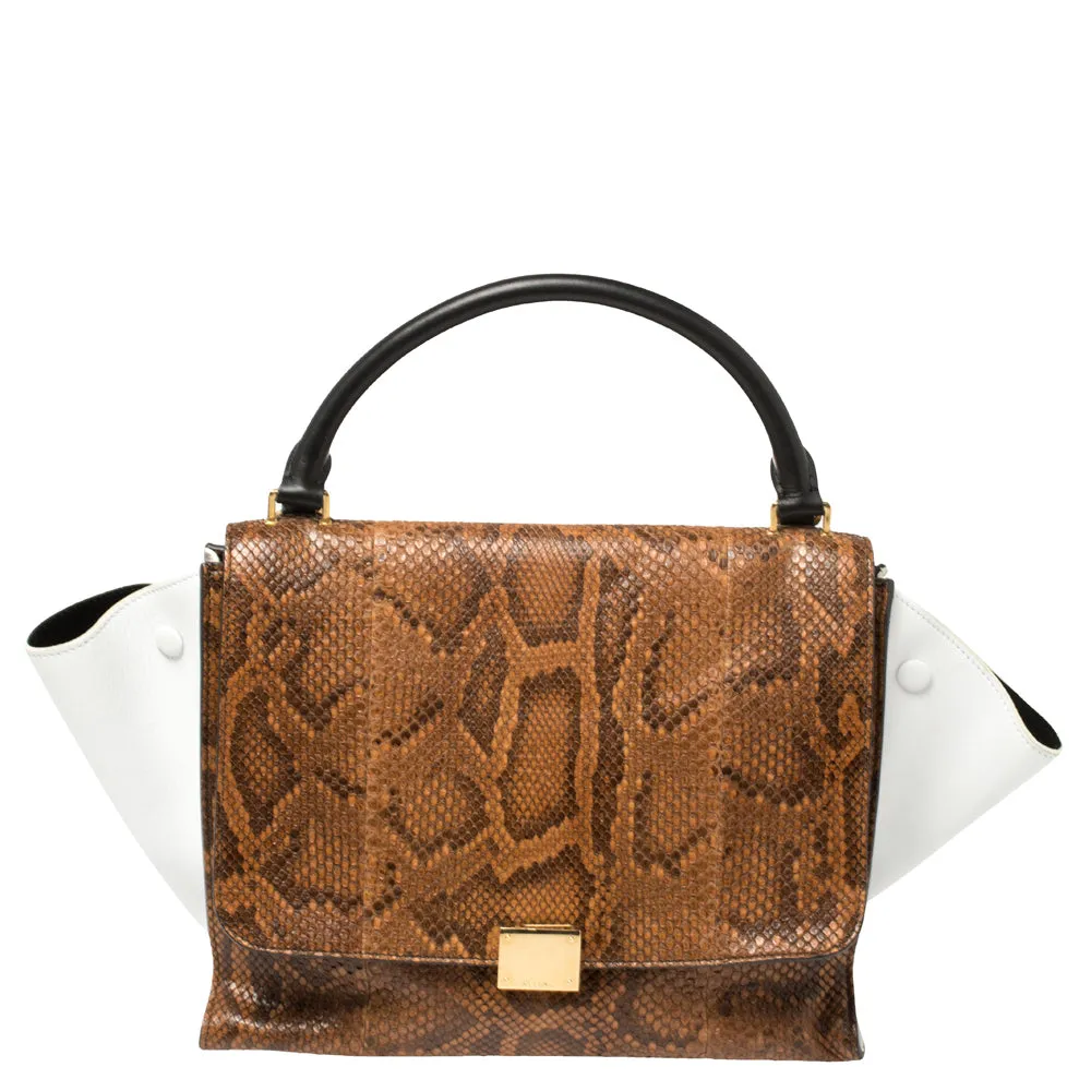 Multicolor Python and Leather Medium Trapeze Bag