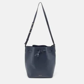 Navy Blue Leather Bucket Bag