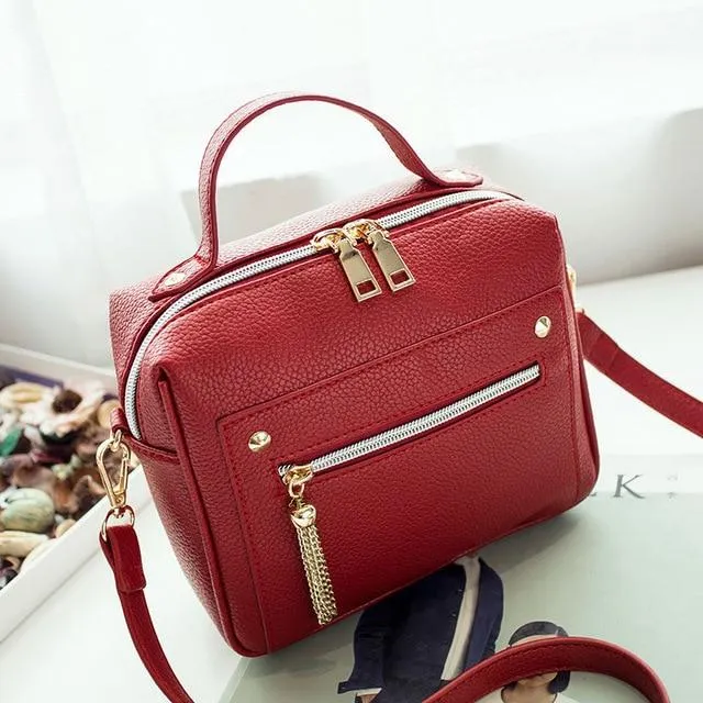 New Tassel Fashion Pu Leather Solid Women Handbags Shopping Bag Casual Shoulder Messenger Crossbody