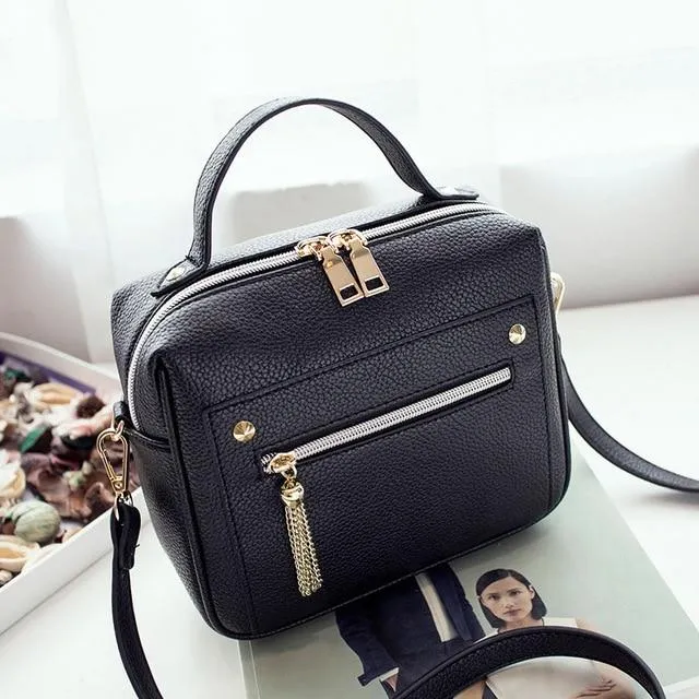 New Tassel Fashion Pu Leather Solid Women Handbags Shopping Bag Casual Shoulder Messenger Crossbody
