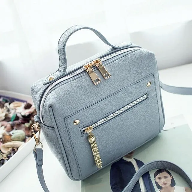 New Tassel Fashion Pu Leather Solid Women Handbags Shopping Bag Casual Shoulder Messenger Crossbody