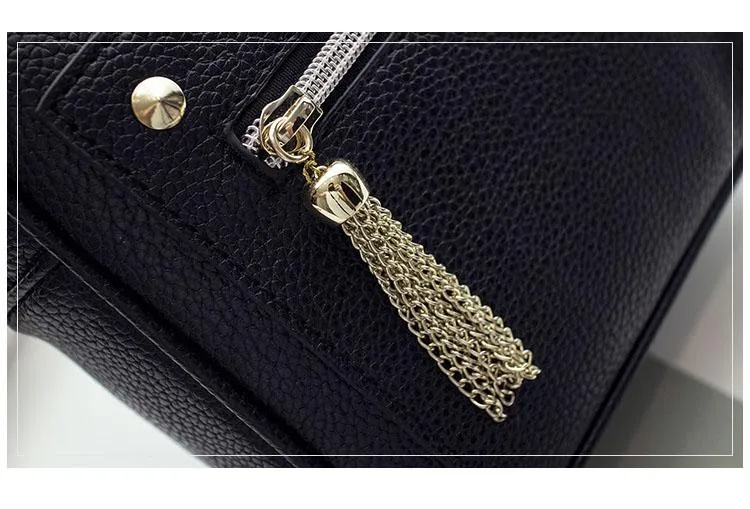 New Tassel Fashion Pu Leather Solid Women Handbags Shopping Bag Casual Shoulder Messenger Crossbody
