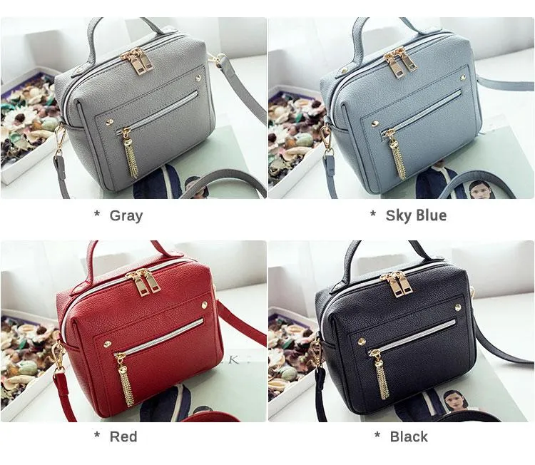 New Tassel Fashion Pu Leather Solid Women Handbags Shopping Bag Casual Shoulder Messenger Crossbody