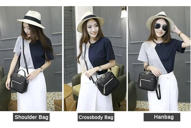 New Tassel Fashion Pu Leather Solid Women Handbags Shopping Bag Casual Shoulder Messenger Crossbody