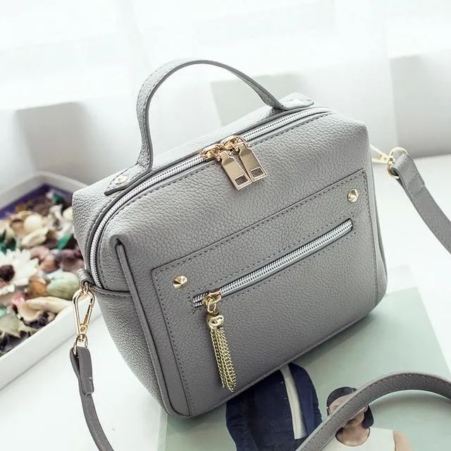 New Tassel Fashion Pu Leather Solid Women Handbags Shopping Bag Casual Shoulder Messenger Crossbody