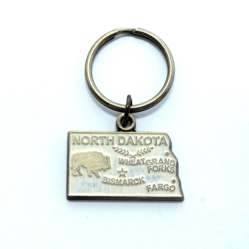 North Dakota Keychain - High Quality Thick Metal State Love Key Ring