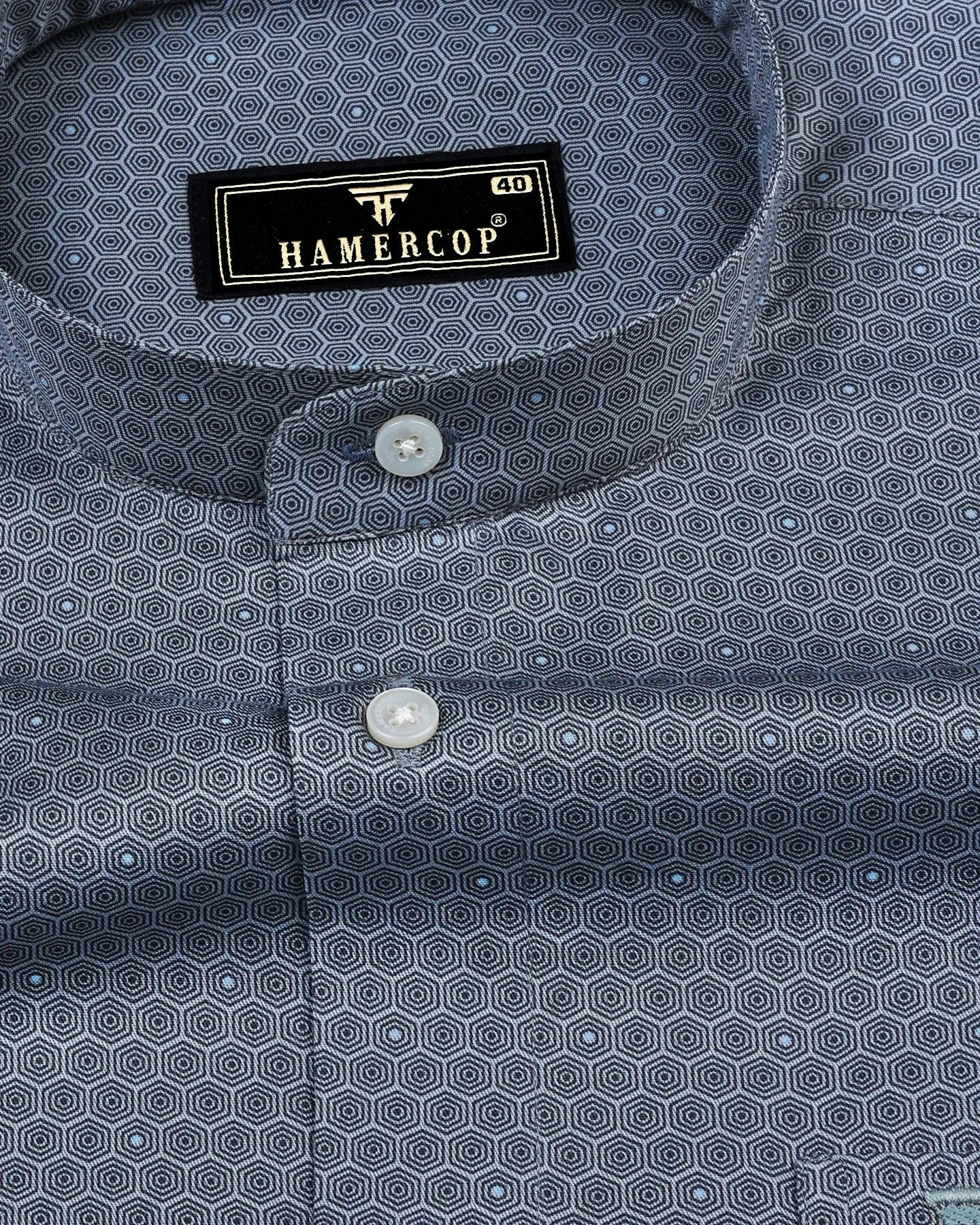 Oslo Gray Multi Hexagon Printed Cotton Shirt