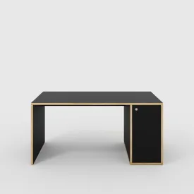Plywood Desk with Storage Type 1 RH - Door - Formica Diamond Black - 1600(w) x 800(d) x 750(h)