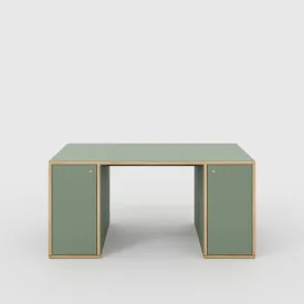 Plywood Desk with Storage Type 2 - Doors - Formica Green Slate - 1600(w) x 800(d) x 750(h)